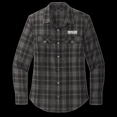 Metcon Logo - Ladies Long Sleeve Ombre Plaid Shirt Thumbnail