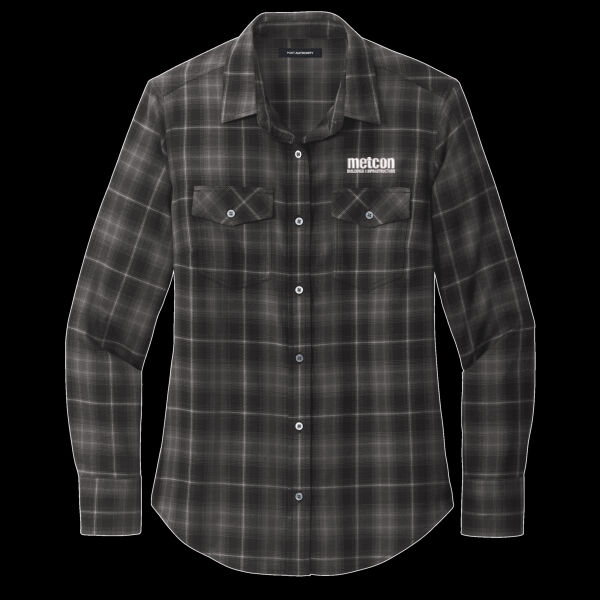Metcon Logo - Ladies Long Sleeve Ombre Plaid Shirt Thumbnail