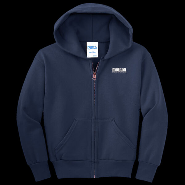 Metcon Logo - Youth Core Fleece Full Zip Hooded Sweatshirt Thumbnail