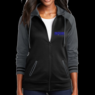 Metcon Logo - Ladies Sport Wick ® Varsity Fleece Full Zip Hooded Jacket Thumbnail