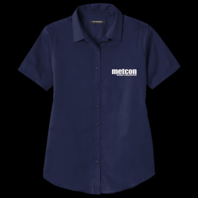 Metcon Logo - Ladies Short Sleeve SuperPro React  Twill Shirt Thumbnail