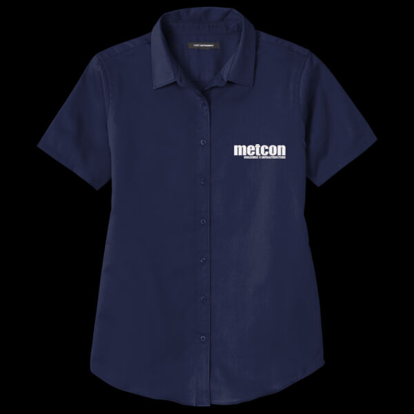 Metcon Logo - Ladies Short Sleeve SuperPro React  Twill Shirt Thumbnail